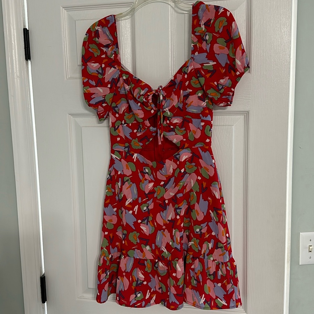 Red abstract dress